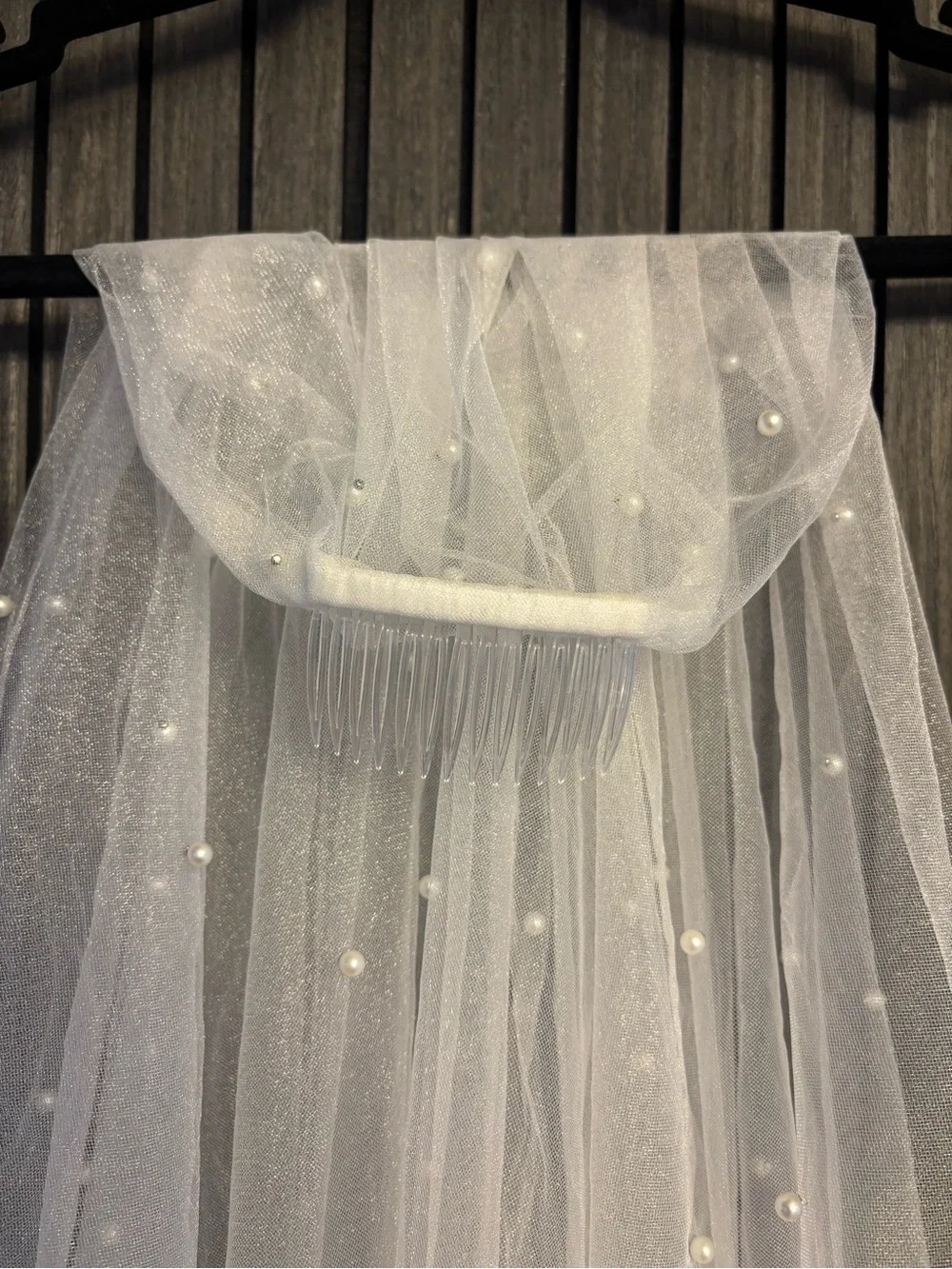 Pearl Wedding Veil in Ivory White